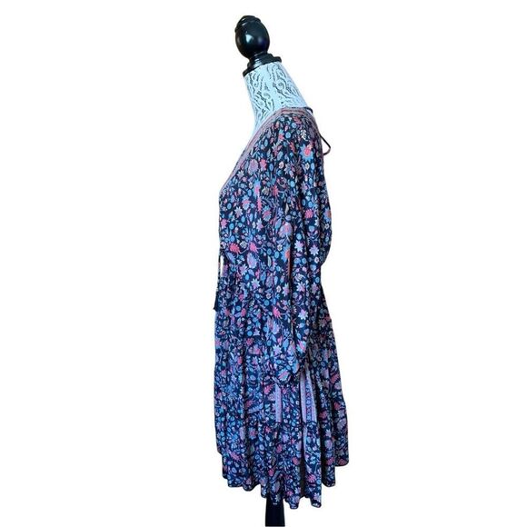 Karma Highway Floral Boho Mini Dress Black Multi OS - Picture 2 of 12
